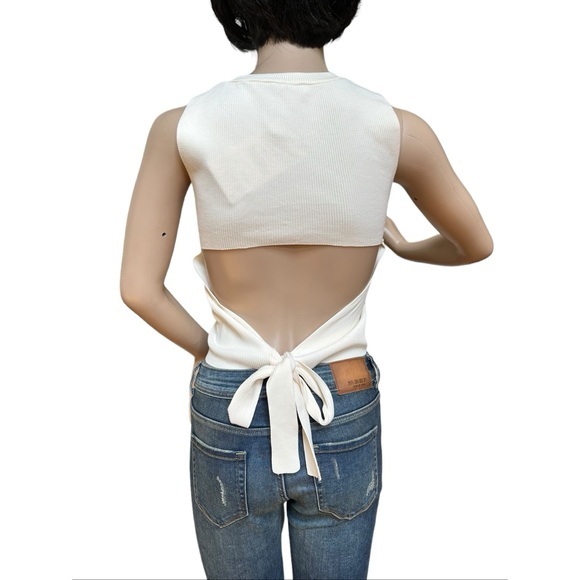Zara Cream Bare Back Tie Back Sleeveless Top, NWT, S - Picture 7 of 15